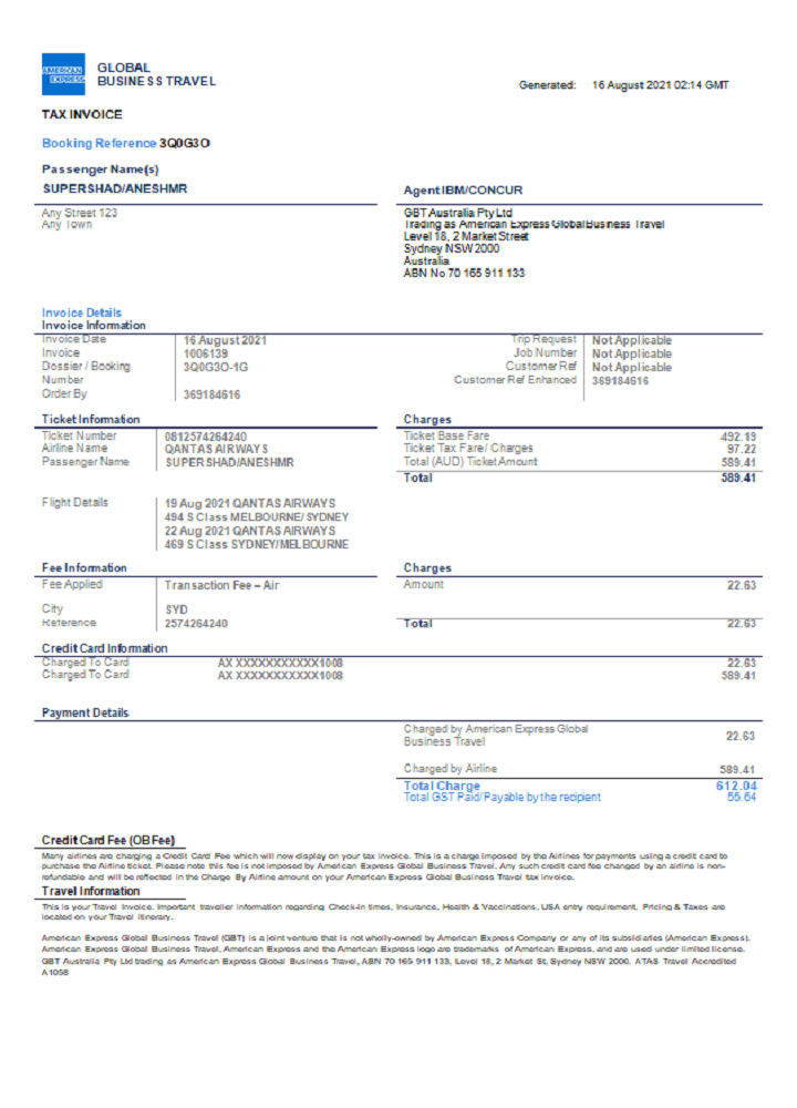 USA American Express invoice PSD template